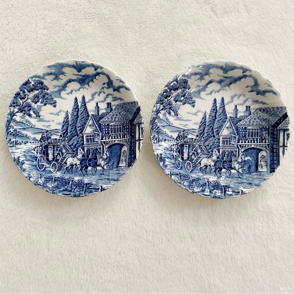 Set of 2 Myott Royal Mail Blue Coupe Soup Bowls 7 1/2” England